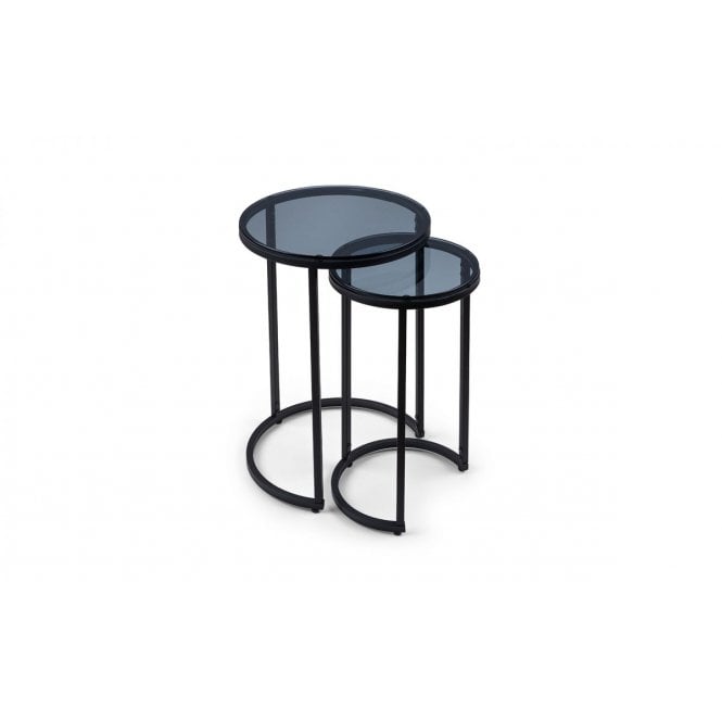 Julian Bowen Chicago Round Nesting Side Tables - Smoked Glass