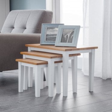 Cleo Nest of Tables - Two Tone White/Oak Finish