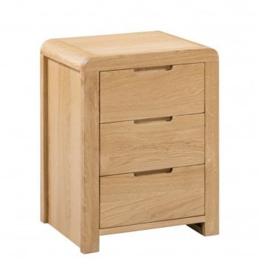 Curve Oak 3 Drawer Bedside