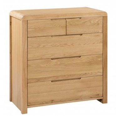 Curve Oak 3+2 Drawer Chest