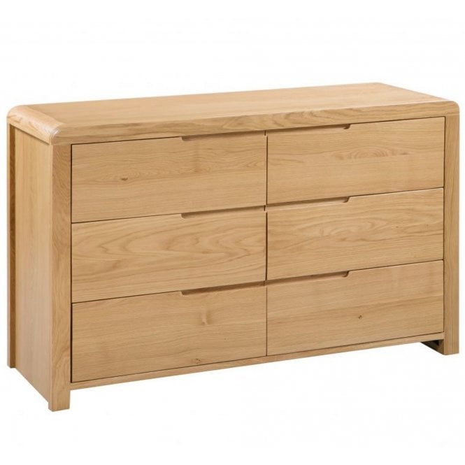 Julian Bowen Curve Oak 6 Drawer Wide Chest