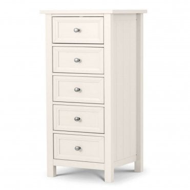 Maine 5 Drawer Tall Chest - Surf White