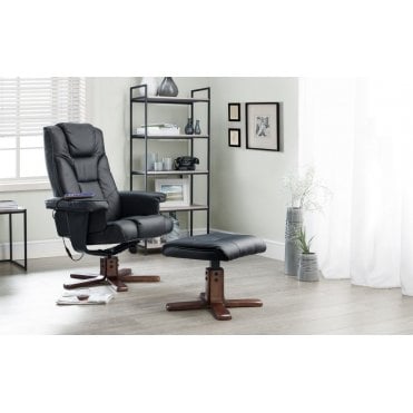 Malmo Massage Recliner (Heated) & Stool - Black