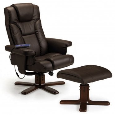 Malmo Massage Recliner (Heated) & Stool - Brown