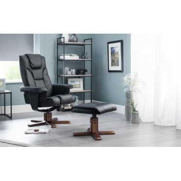 Malmo Recliner & Footstool - Black