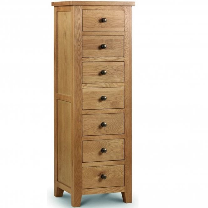 Julian Bowen Marlborough Oak 7 Drawer Narrow Chest