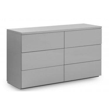 Monaco 6 Drawer Wide Chest - Grey High Gloss
