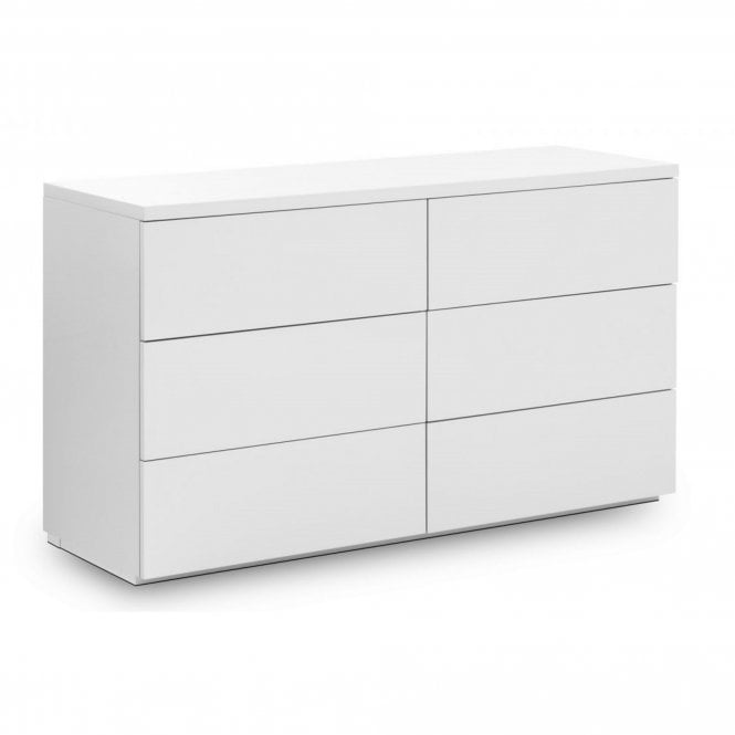 Julian Bowen Monaco 6 Drawer Wide Chest - White High Gloss