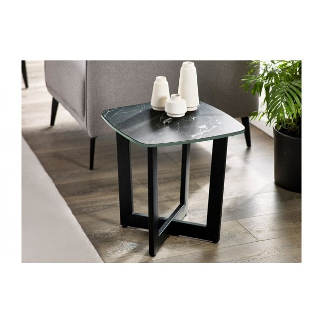 Julian Bowen Olympus Lamp Table - Black Marble