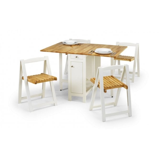 Julian Bowen Savoy 4 Seat Dining Set - White / Natural Finish