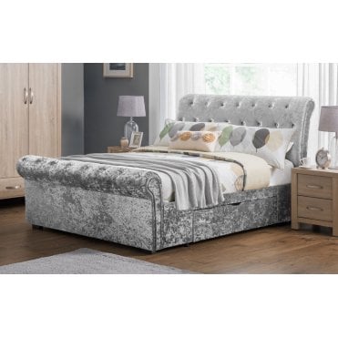 Verona 2 Drawer Storage Double Bed - Silver