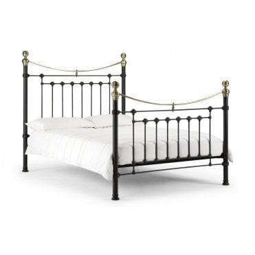 Victoria Double Bed - Satin Black & Brass