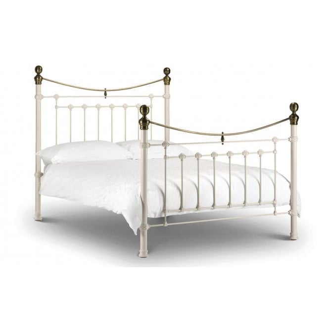 Julian Bowen Victoria Double Bed - Stone White & Brass