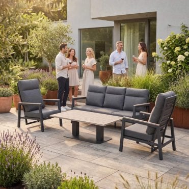 Tudor 5 Seat Aluminium Sofa Set with High/Low Table