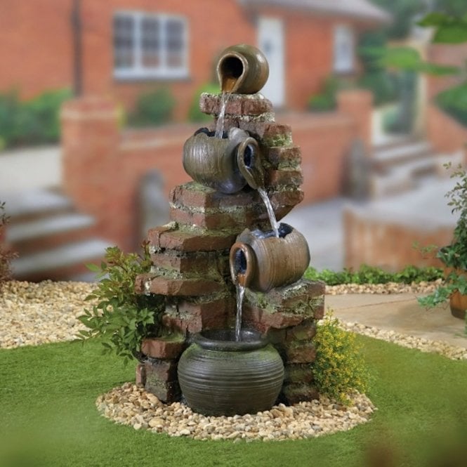 La Hacienda Flowing Jugs Fountain with LEDS