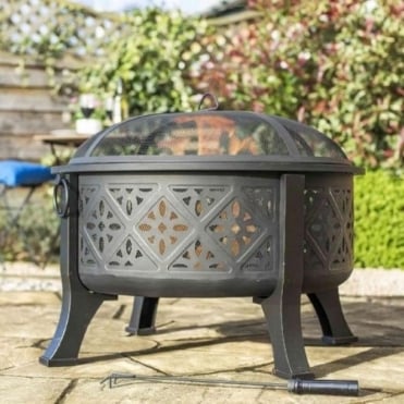 Moresque Deep Steel Firepit With Grill