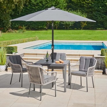 Bali 4 Seat Dining Set With 2.5m Parasol 