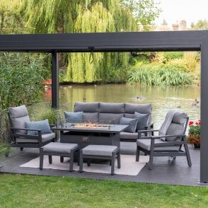 LG Outdoor Barcelona Lounge Set With Gas Firepit Table