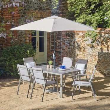 Capri 6 Seat Dining Set With 3m Parasol
