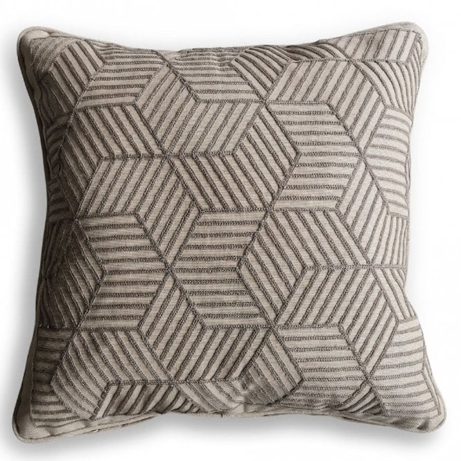 LG Outdoor Grey Striped Cubes 50cm Embroidered Scatter Cushion