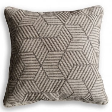 Grey Striped Cubes 50cm Embroidered Scatter Cushion