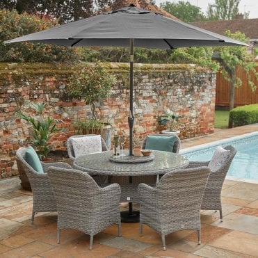 Monte Carlo 6 Seater Dining Set With Parasol & Lazy Susan
