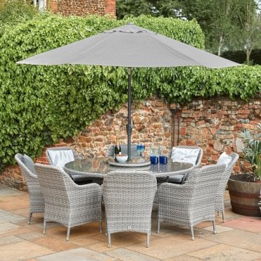 Monte Carlo 8 Seater Dining Set With 3m Parasol & Lazy Susan