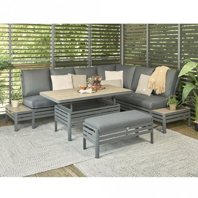 LG Outdoor Monza Lounge Modular Dining Set with Adjustable Table