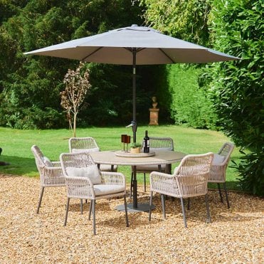 Panama 6 Seat Dining Set with Parasol