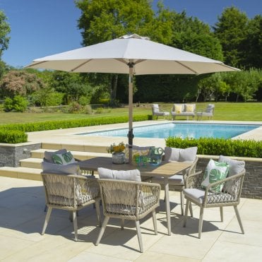 Sarasota 6 Seat Rectangular Dining Set With Deluxe Parasol