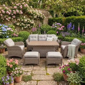 LG Outdoor St Tropez Lounge Dining Set with Adjustable Table
