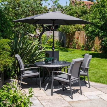 Turin 4 Seater Dining Set With Parasol
