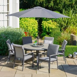 LG Outdoor Turin 6 Seater Dining Set With Parasol & Lazy Susan