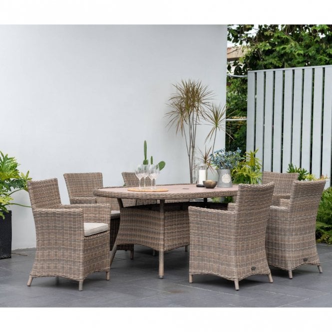 Lifestyle Garden Bermuda 6 Seat Oval Dining Set - Woodsmoke