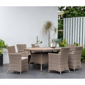Lifestyle Garden Bermuda 6 Seat Oval Dining Set - Woodsmoke