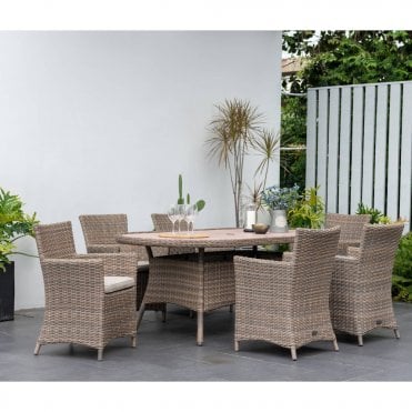 Bermuda 6 Seat Oval Dining Set - Woodsmoke