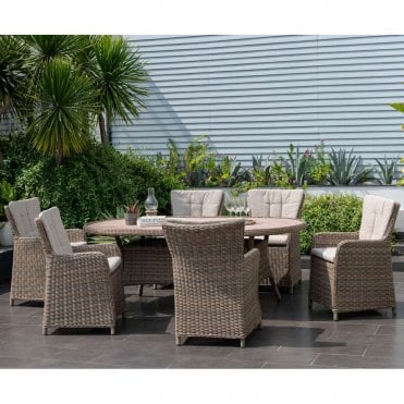 Martinique 6 Seat Oval Dining Set - Woodsmoke