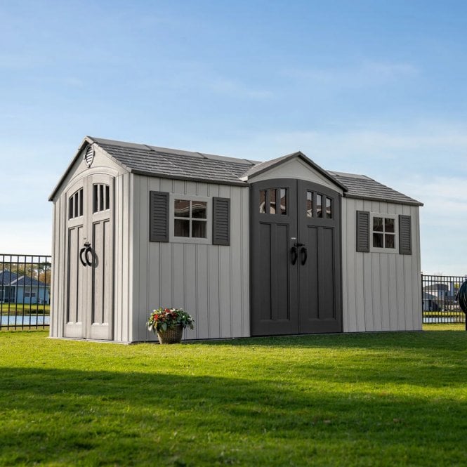 Lifetime Dual Entrance Plastic Apex Shed 15X8