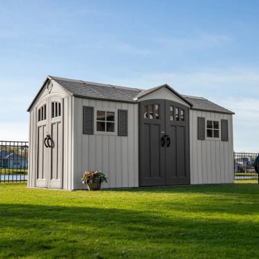 Dual Entrance Plastic Apex Shed 15X8