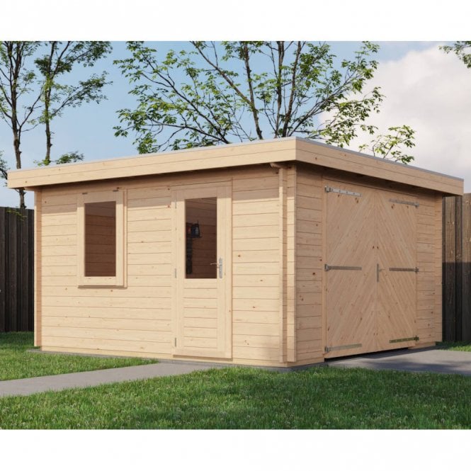 Lugarde Select Log Cabin Shetland with Garage Door 400x400cm