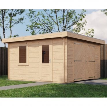 Select Log Cabin Shetland with Garage Door 400x400cm