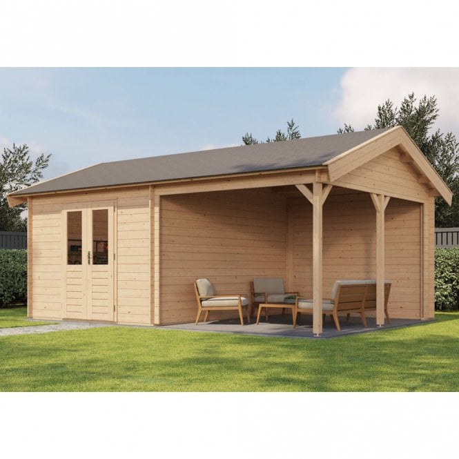Lugarde Select Log Cabin with Veranda Clwyd 300x400cm + 300cm