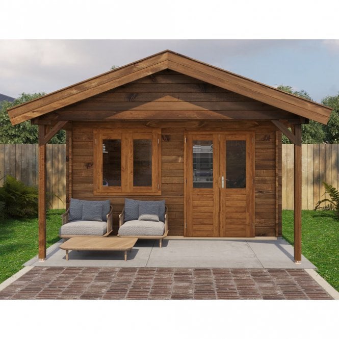 Lugarde Select Log Cabin with Veranda Exe 400x400cm + 200cm