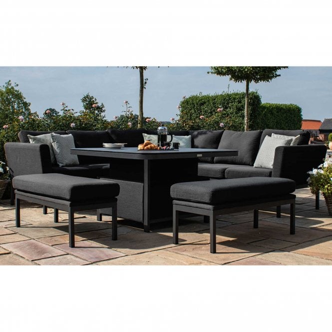 Maze Rattan Pulse Deluxe Square Corner Dining Set with Rising Table