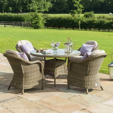 Winchester 4 Seat Round Dining Set with Rounded Chairs