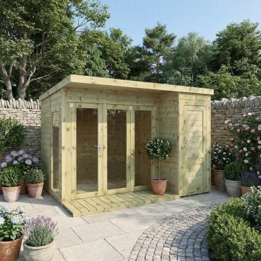 Contemporary Summerhouse with Side Shed 10X8