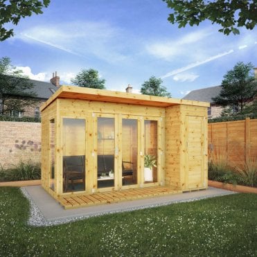 Contemporary Summerhouse with Side Shed 12X8