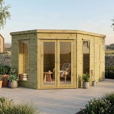 Premium Corner Summerhouse with Side Shed 12X8