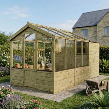 Traditional Apex Combi Greenhouse and Shed 12X6