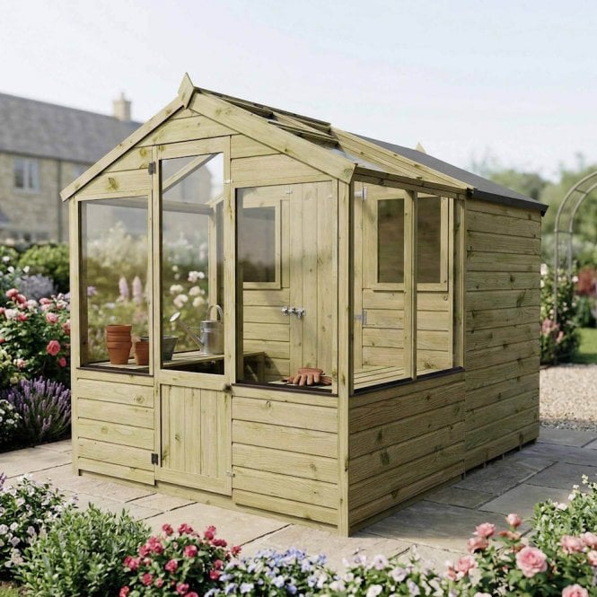 Mercia Traditional Apex Combined Greenhouse Shed 8X6